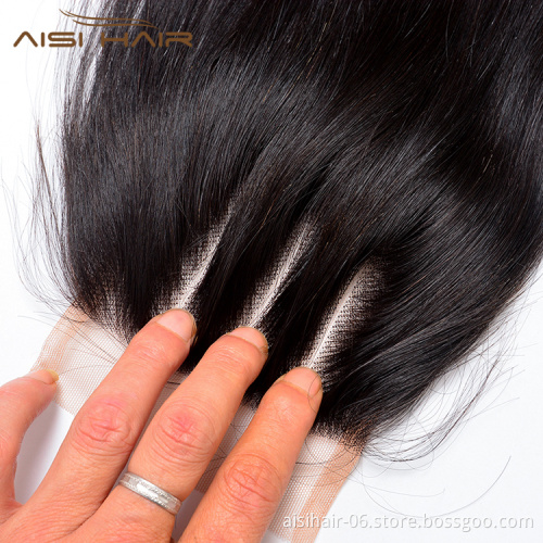 Aisi Hair Topselling 14 Inch 4X4 Human Hair Lace Closure Long Silky Straight Brazilian Human Hair Extension For Women